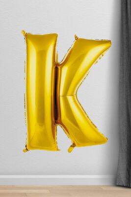 K Harfi Folyo Balon Gold 100 cm 40 inç 1 Metre Altın - 1