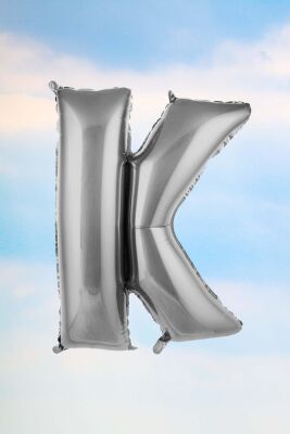K Harfi Gümüş Folyo Balon 100 cm 40 inç 1 Metre Silver - 1