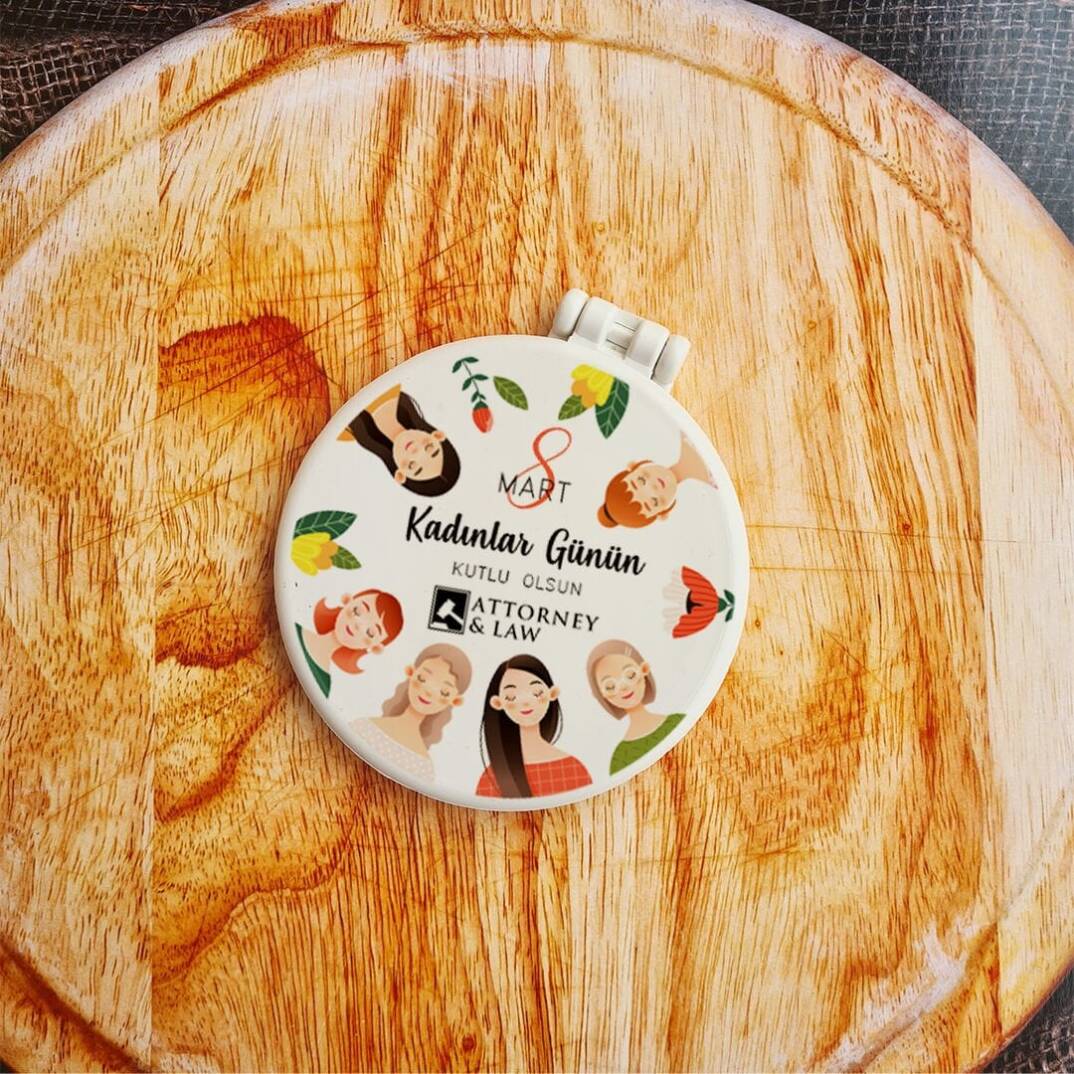 Kadınlar Hediyelik Ayna Kadınlar Günü Hediyesi Logo Baskılı - 2