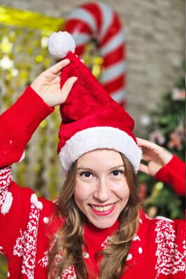 Kalın Kadife Yılbaşı Şapkası Noel Baba Şapkası Lüks Ucu Ponponlu Kalın - 4