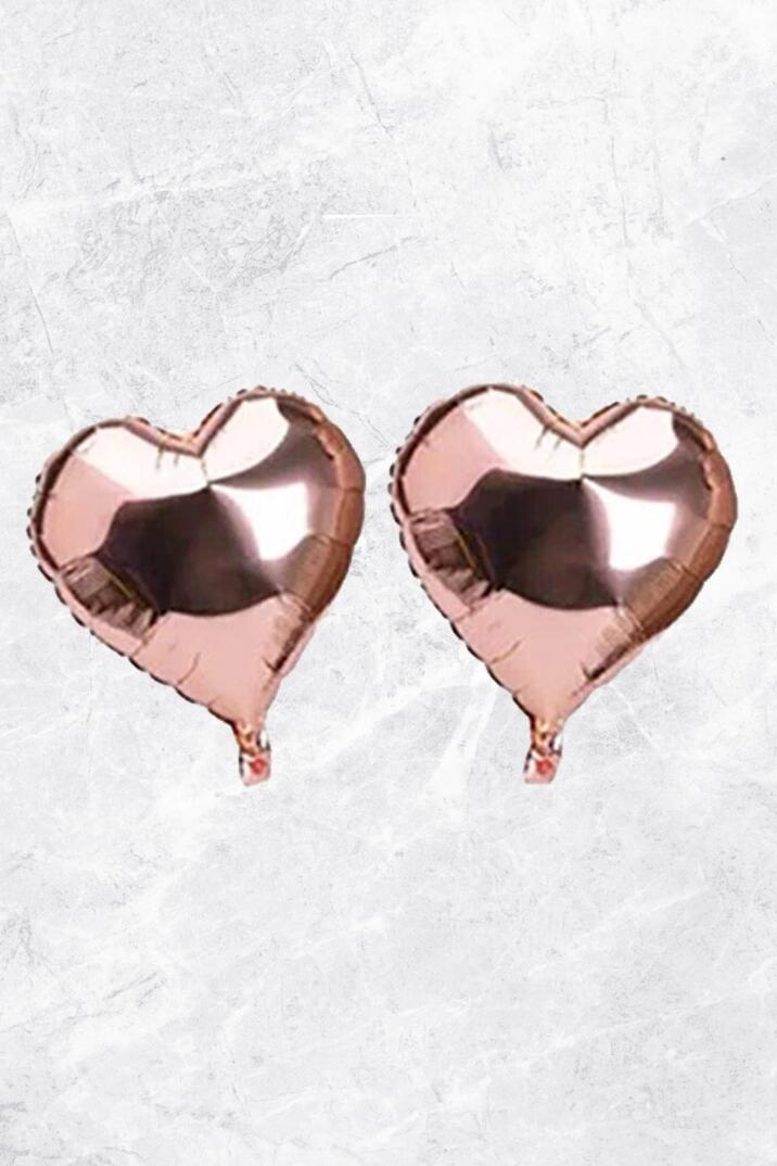 Kalp Şekilli Rose Gold Folyo Balon 10 inc 25 cm 2 Adet - 1