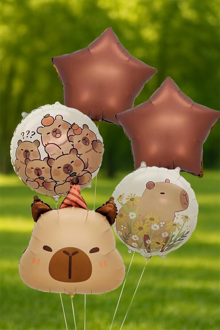 Kapibara 5li Folyo Balon Seti Capybara Tema Balonlar - 2