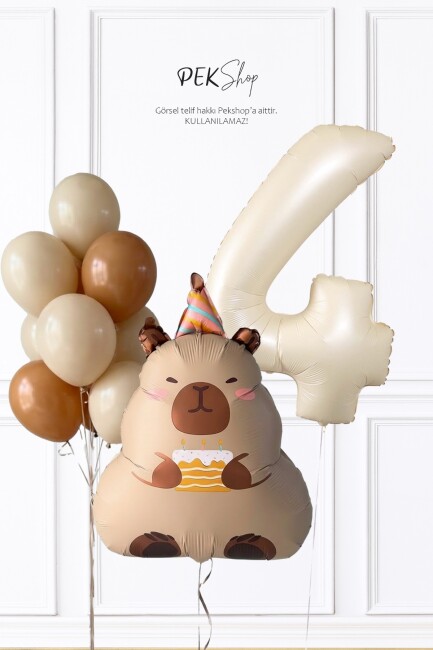 Kapibara Doğum Günü Balon Seti Yaş Balonlu Balon Zinciri Seti - 13