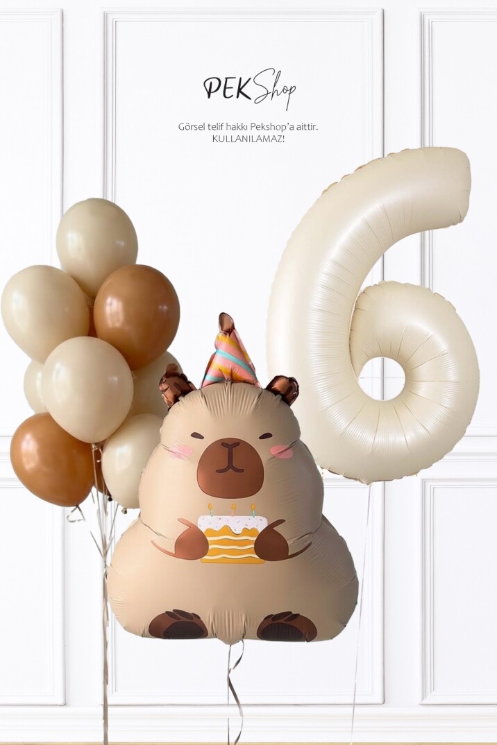 Kapibara Doğum Günü Balon Seti Yaş Balonlu Balon Zinciri Seti - 21