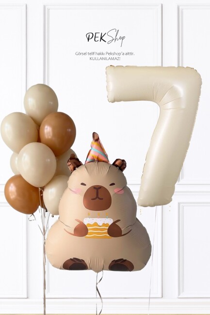 Kapibara Doğum Günü Balon Seti Yaş Balonlu Balon Zinciri Seti - 25