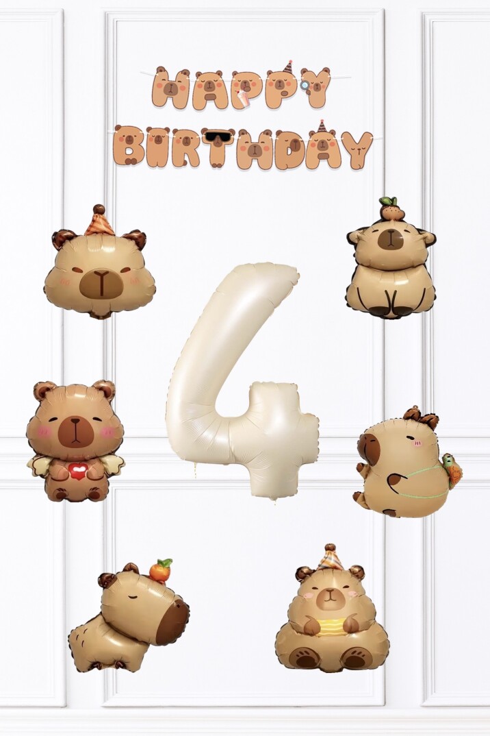 Kapibara Doğum Günü Süsleme Seti Balon ve Banner Seti - 13