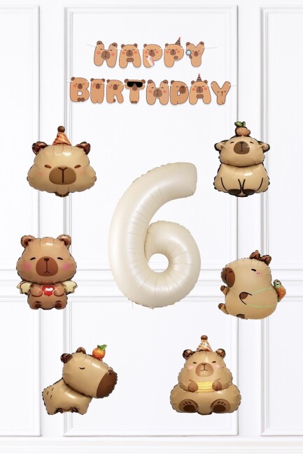 Kapibara Doğum Günü Süsleme Seti Balon ve Banner Seti - 21