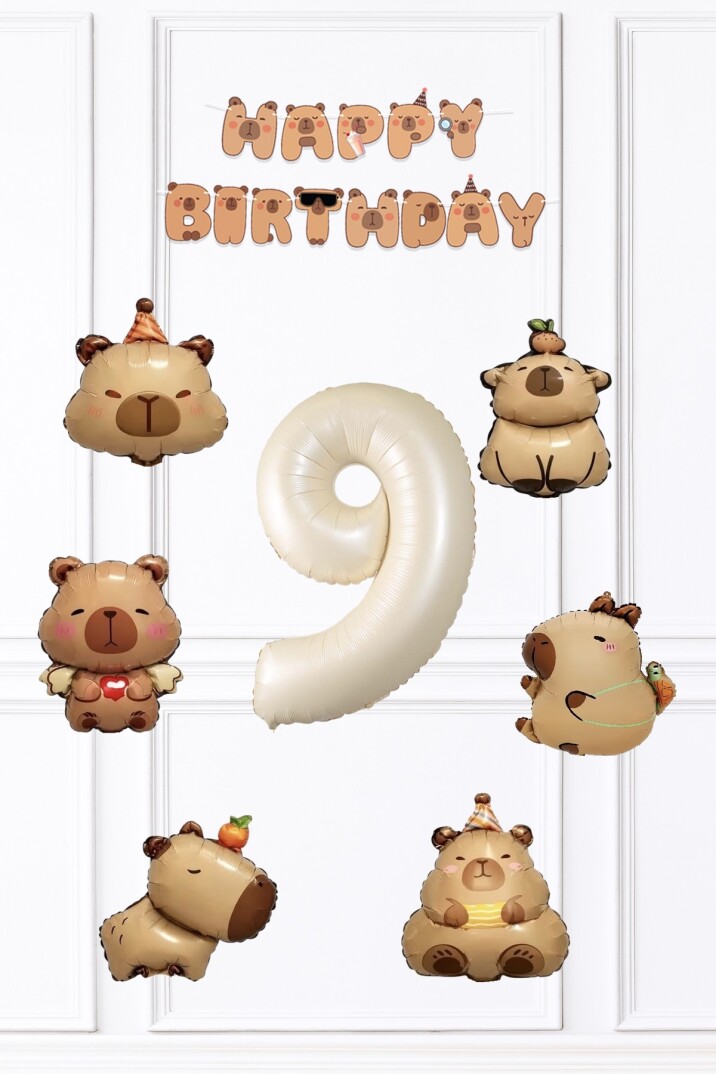 Kapibara Doğum Günü Süsleme Seti Balon ve Banner Seti - 33