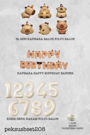 Kapibara Doğum Günü Süsleme Seti Balon ve Banner Seti - 2