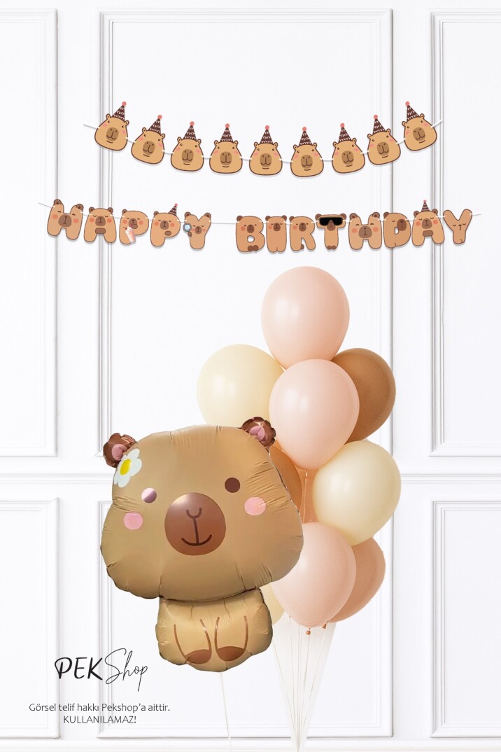 Kapibara Konsept Doğum Günü Balon Seti Banner ve Lateks Balonlu Capybara Balon Seti - 1