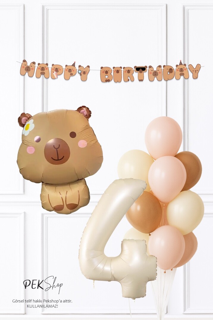 Kapibara Tema Doğum Günü Balon ve Banner Süsleme Seti Capybara Konsept - 7