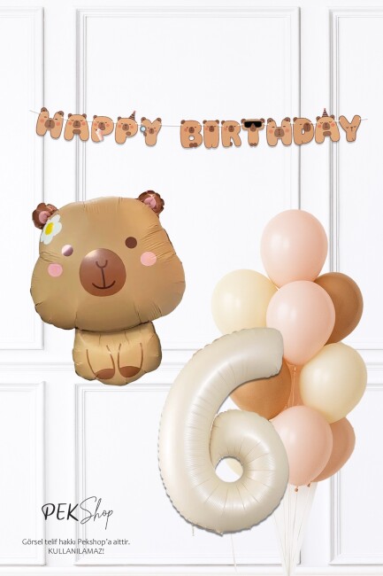 Kapibara Tema Doğum Günü Balon ve Banner Süsleme Seti Capybara Konsept - 11