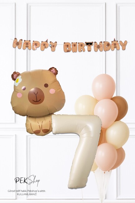 Kapibara Tema Doğum Günü Balon ve Banner Süsleme Seti Capybara Konsept - 13