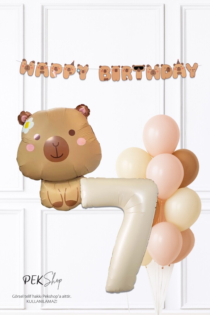 Kapibara Tema Doğum Günü Balon ve Banner Süsleme Seti Capybara Konsept - 13