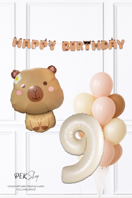Kapibara Tema Doğum Günü Balon ve Banner Süsleme Seti Capybara Konsept - 17