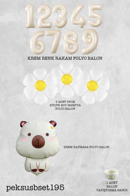 Kapibara Tema Doğum Günü Papatya Balonlu Balon Seti Capybara Konsept - 15