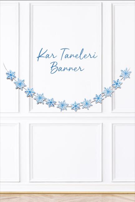 Kar Taneleri Banner Elsa Temalı Doğum Günü Süsleri - 1