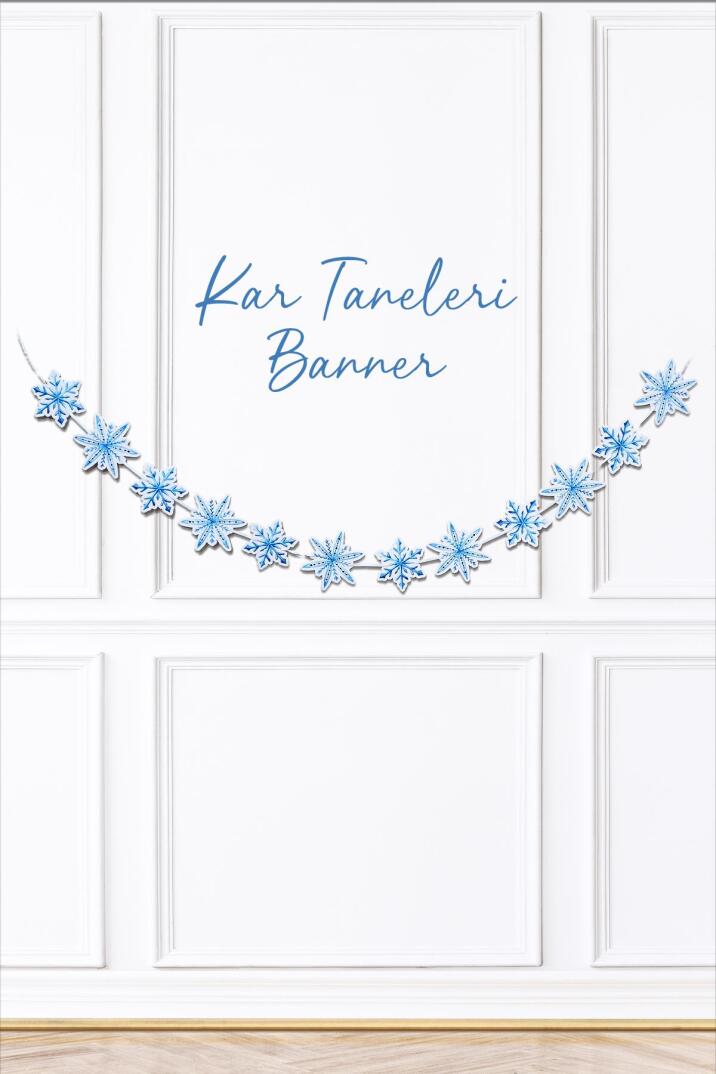 Kar Taneleri Banner Elsa Temalı Doğum Günü Süsleri - 1