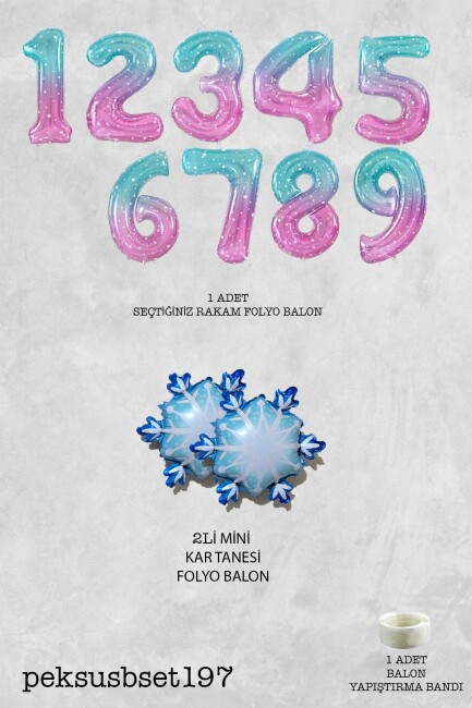 Kar Taneli Yaş Balonlu Frozen Doğum Günü Balon Seti - 3