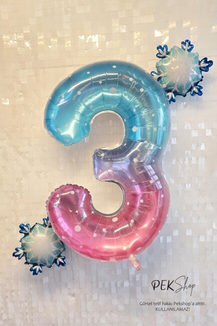 Kar Taneli Yaş Balonlu Frozen Doğum Günü Balon Seti - 8