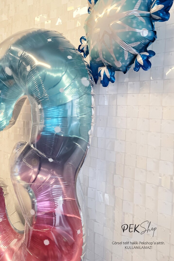 Kar Taneli Yaş Balonlu Frozen Doğum Günü Balon Seti - 9
