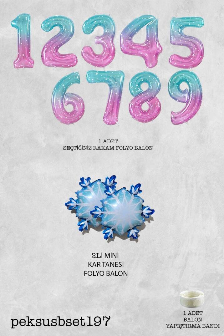 Kar Taneli Yaş Balonlu Frozen Doğum Günü Balon Seti - 3