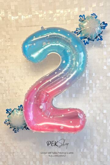 Kar Taneli Yaş Balonlu Frozen Doğum Günü Balon Seti - 6