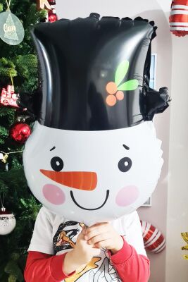 Kardan Adam Kafası Folyo Balon Yılbaşı Balonları Noel - 1
