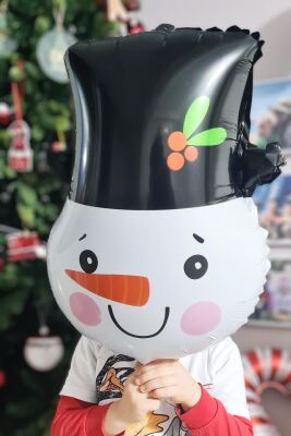 Kardan Adam Kafası Folyo Balon Yılbaşı Balonları Noel - 2