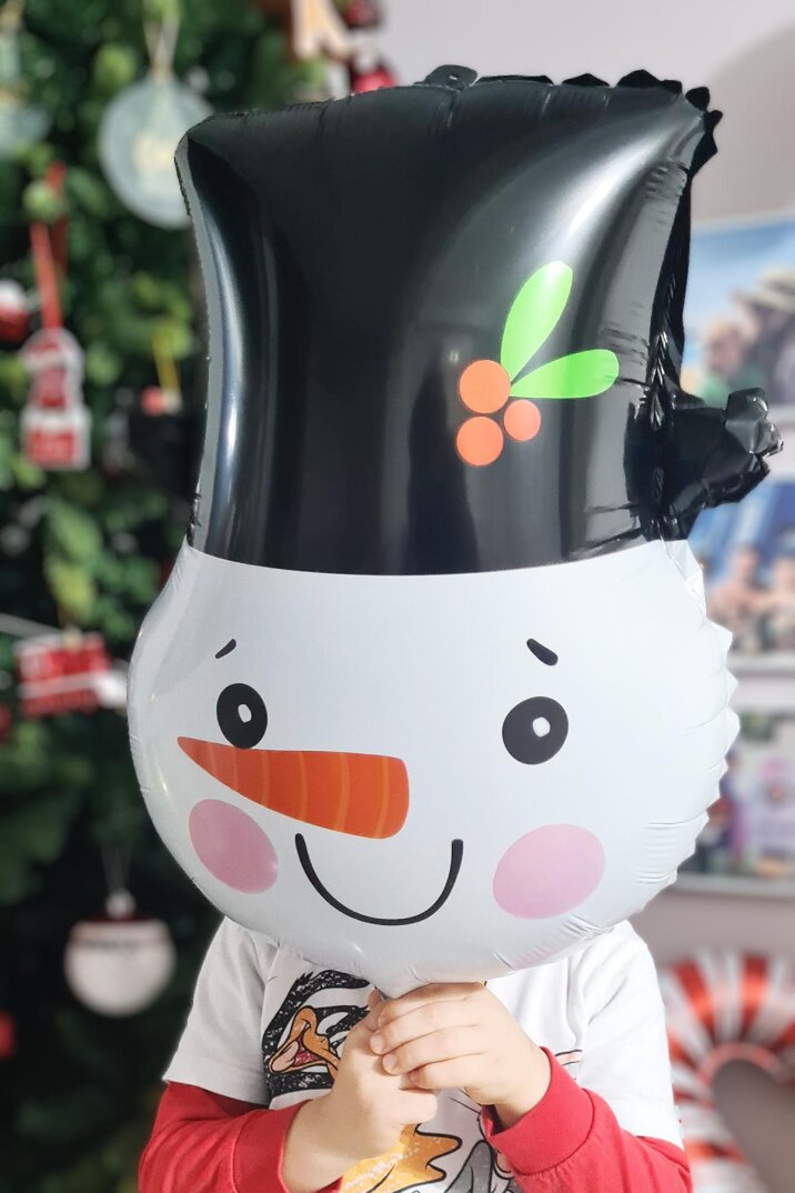 Kardan Adam Kafası Folyo Balon Yılbaşı Balonları Noel - 2