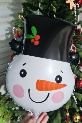 Kardan Adam Kafası Folyo Balon Yılbaşı Balonları Noel - 3