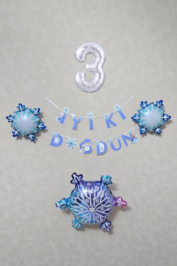 Karlar Ülkesi Konsept Doğum Günü Balon Zinciri Seti - 4