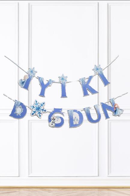 Karlar Ülkesi Tema Doğum Günü Balon Zinciri Seti İyi Ki Doğdun Bannerlı Süsler - 3
