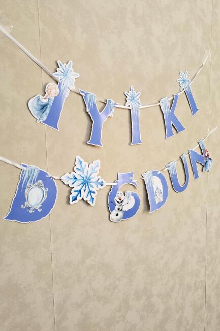 Karlar Ülkesi Tema Doğum Günü Balon Zinciri Seti İyi Ki Doğdun Bannerlı Süsler - 4