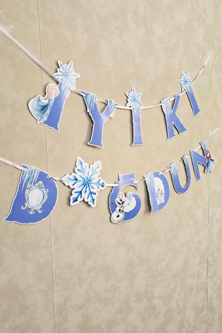Karlar Ülkesi Tema Doğum Günü Balon Zinciri Seti İyi Ki Doğdun Bannerlı Süsler - 4