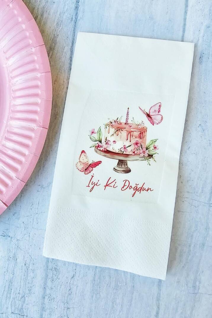 Kelebek Konsept Doğum Günü Konsept Baskılı Peçete 20li - 1