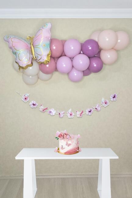 Kelebek Konsept Retro Renkler Kelebek Temalı Balon Zinciri Seti - 1