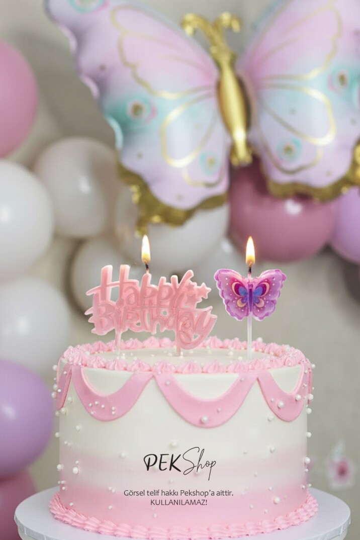 Kelebek Tema Happy Birthday Mum Seti 2li - 1