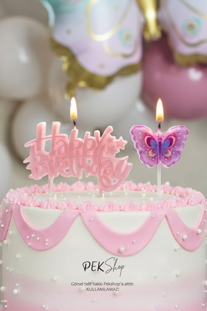 Kelebek Tema Happy Birthday Mum Seti 2li - 2