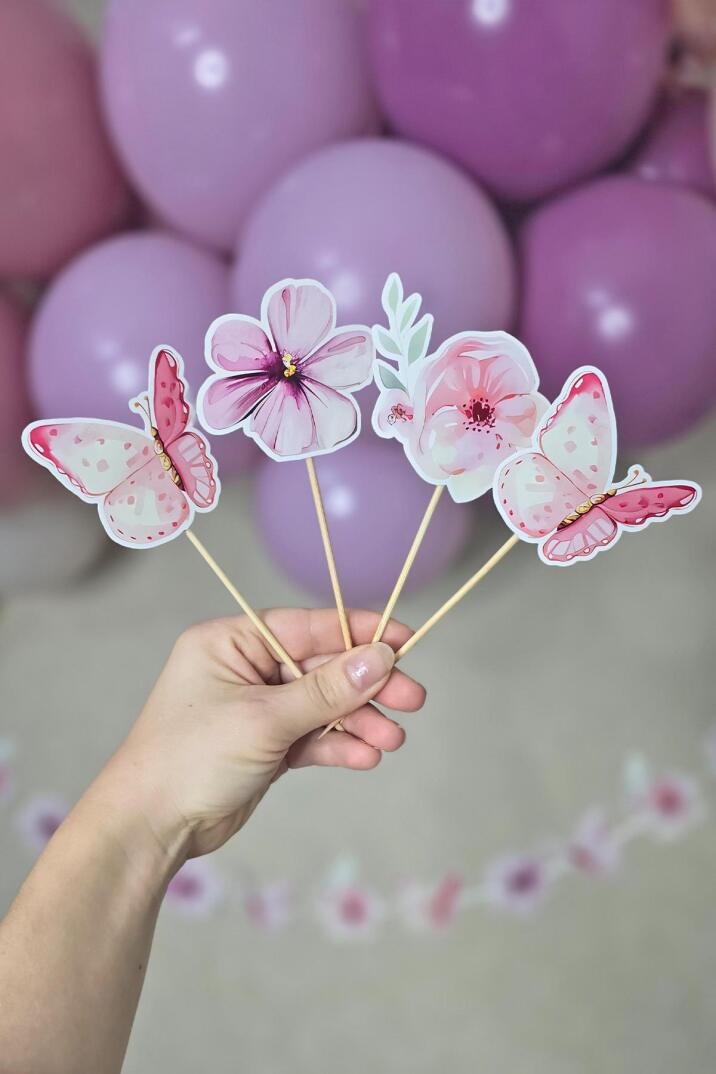 Kelebek Tema Kürdan Süsleri Cupcake Süsleri Lüks Büyük Boy 10lu Paket - 1