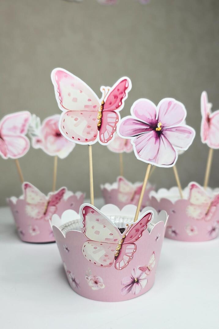 Kelebek Tema Kürdan Süsleri Cupcake Süsleri Lüks Büyük Boy 10lu Paket - 3