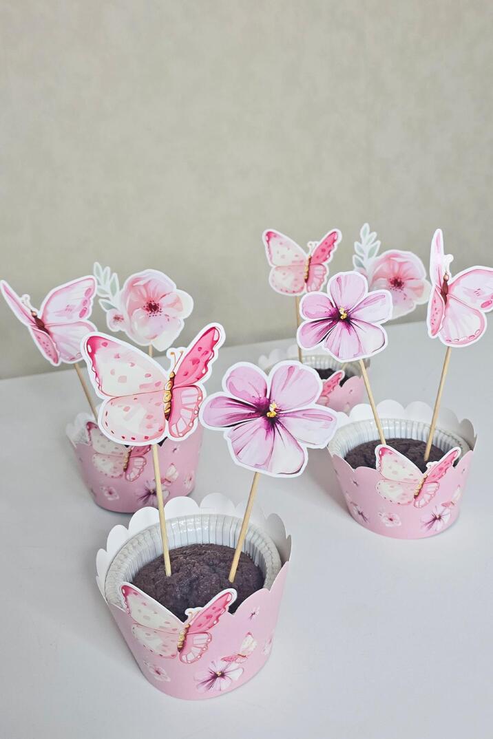 Kelebek Tema Kürdan Süsleri Cupcake Süsleri Lüks Büyük Boy 10lu Paket - 4