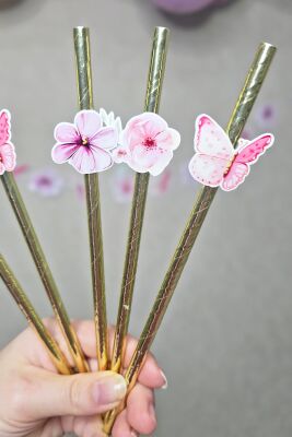 Kelebek Tema Pipet Süsleri 10lu Lüks Pipet Paketi - 2