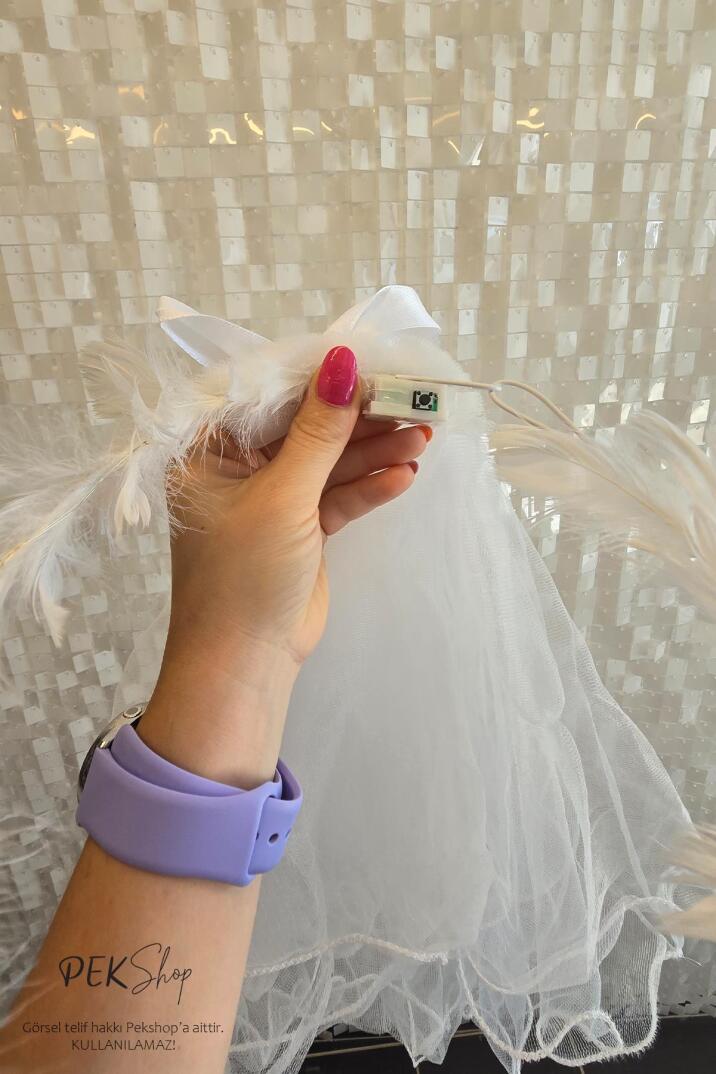 Kendinden Işıklı Gelin Duvağı Bride Parti Duvak Bride To Be Aksesuarı - 5