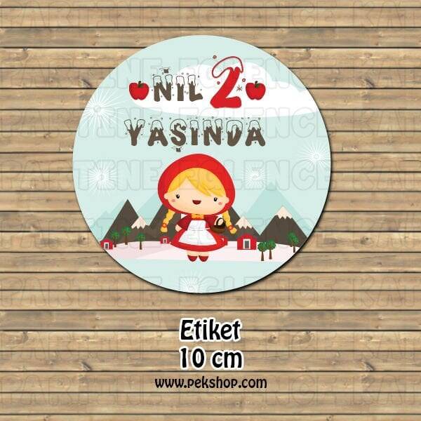 Kırmızı Başlıklı Kız Konsept 10 Adet 10cm Etiket - 1