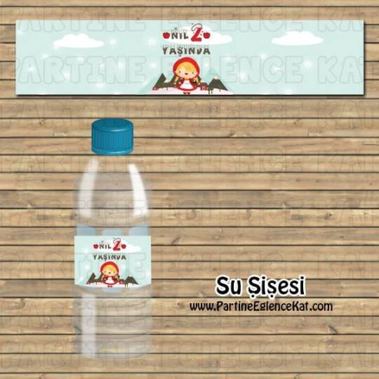 Kırmızı Başlıklı Kız Konsept Su Şişesi Etiketi