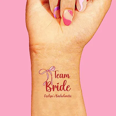 Kişiye Özel Kırmızı Fiyonk Konsept Team Bride Dövme