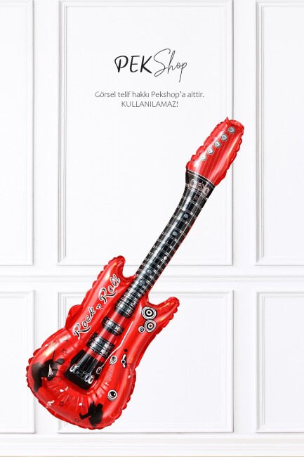 Kırmızı Gitar Folyo Balon Gitar Şekilli Balon - 1