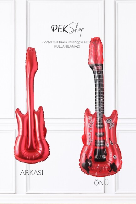 Kırmızı Gitar Folyo Balon Gitar Şekilli Balon - 2