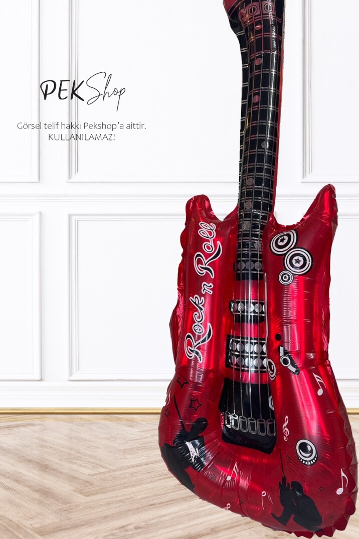 Kırmızı Gitar Folyo Balon Gitar Şekilli Balon - 3